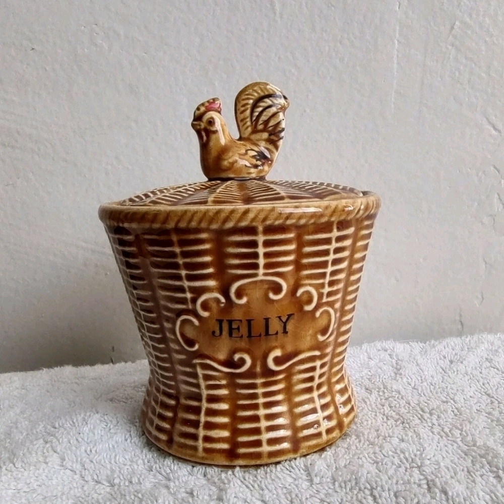 Vintage Brown Rooster Jelly Jar